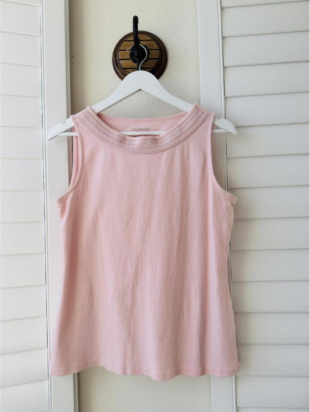 Talbots Pink Sleeveless Cotton Knit Top - Size L